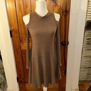 pinc brown ribbed knit dress size L